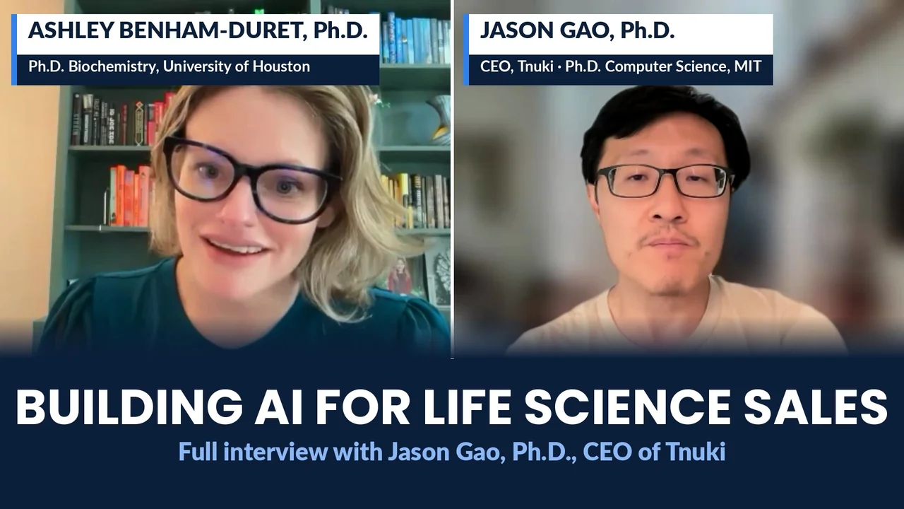 Jason Gao and Ashley Benham-Duret in the interview Building AI for Life Science Sales
