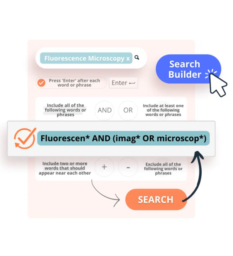 SciLeads search interface — multiple keyword fields, boolean operators, and filter sidebars to construct a usable life-sciences query